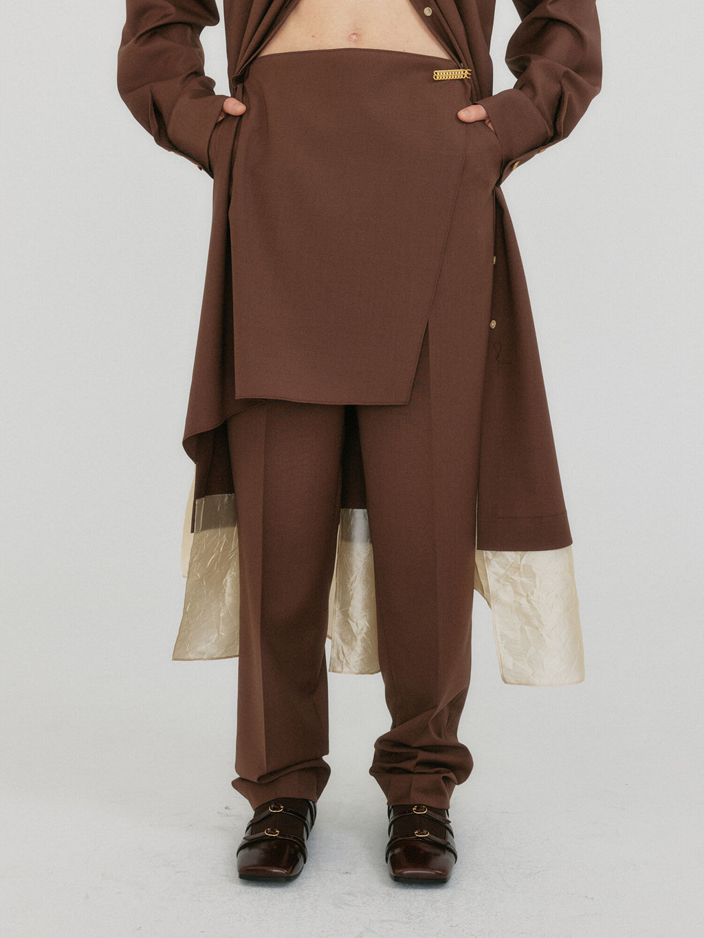EENK ZEDIA Scarf Layered Pants - Brown