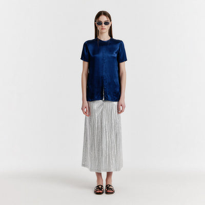 YICOLE Tucked Maxi Skirt - Silver