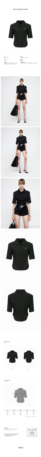 YCH SIDE LINE PIQUE T-SHIRT BLACK (R25TS11061BK)
