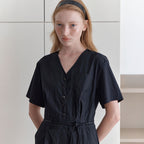 LCVE LCVE Jumpsuit V-Neck Button Black
