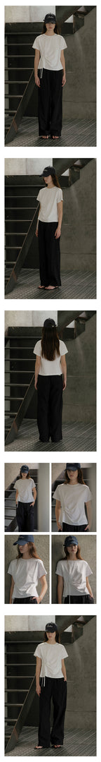KNOWN BETTER Side tuck strap T-shirt [KNSS03TS08]_Ivory
