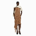 YCH RUFFLE DETAIL DRESS BROWN (W24DJ7031BR)