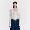 EENK YEMY Lace-trim Cropped Jacket - Ivory