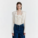 EENK YEMY Lace-trim Cropped Jacket - Ivory