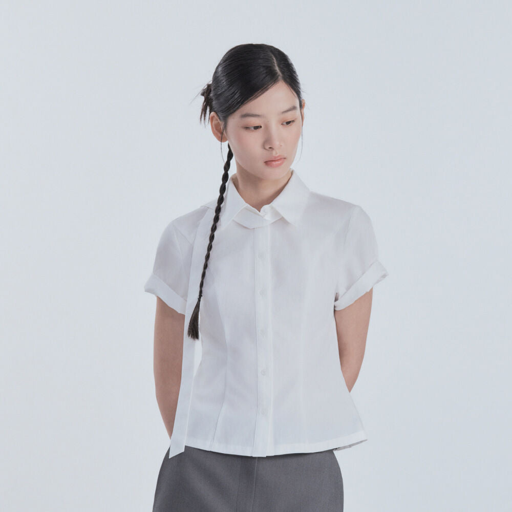 MAUSOLEUM Half-Sleeve Tailored Shirt - White