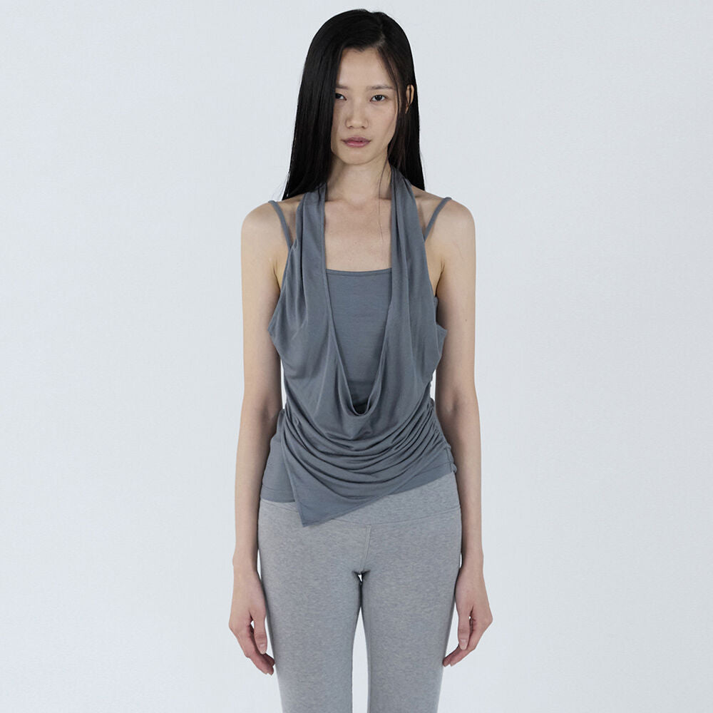 CERRIC Double Halter Sleeveless _ Gray