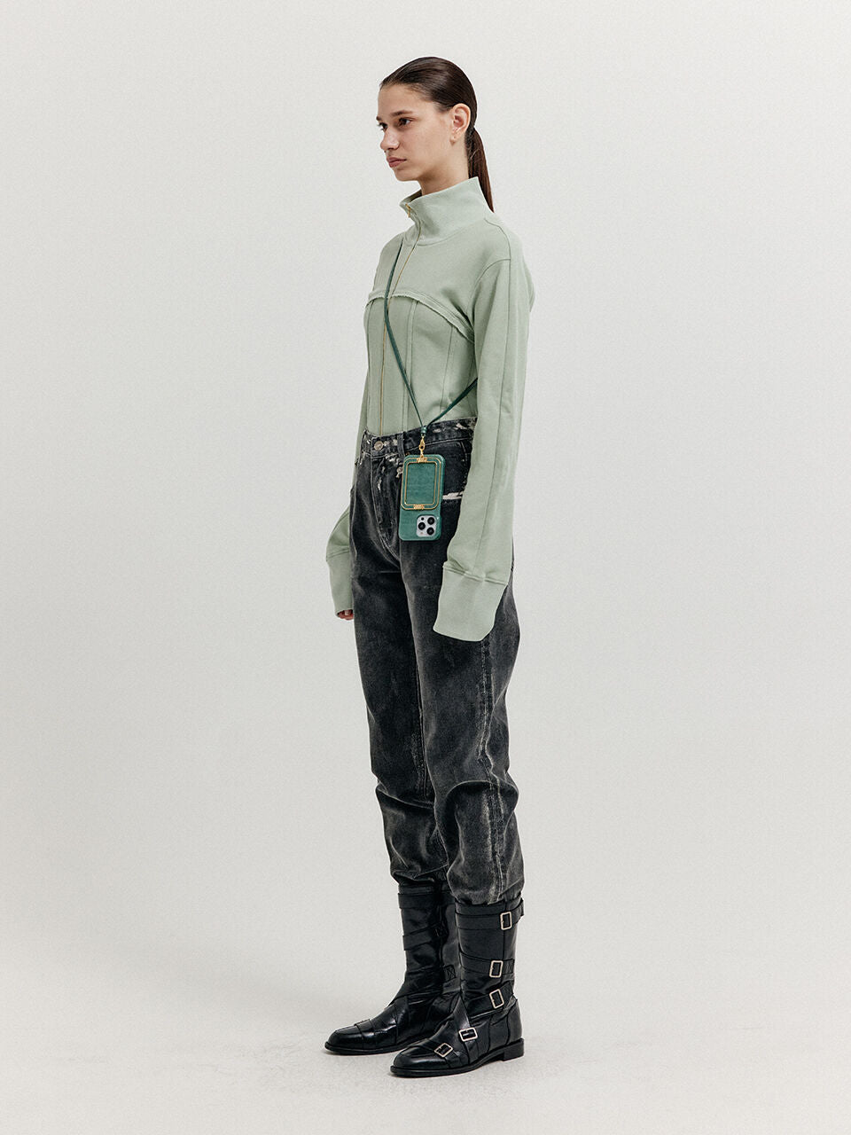 EENK EENK XIP Buistier Zip-up Top - Saige Green