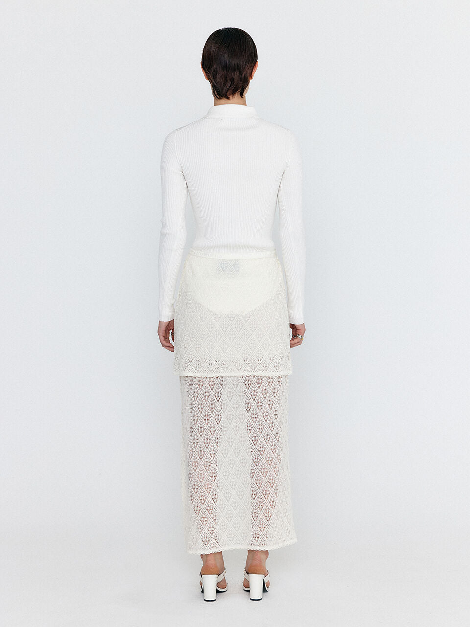 EENK EENK WIONY Diamond-Lace Layered Knit Skirt - Ivory