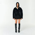 YCH BUTTON-DETAIL PUFFER JACKET BLACK (F23OT011BK)