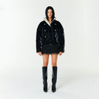 YCH BUTTON-DETAIL PUFFER JACKET BLACK (F23OT011BK)