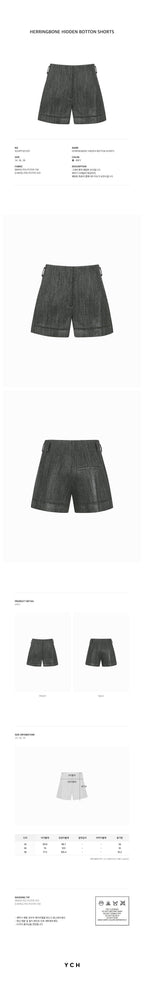 YCH HERRINGBONE HIDDEN BOTTON SHORTS GREY (W24PT5072GY)
