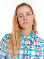 EENK URIAH Tweed Crop Shirt - Blue Multi