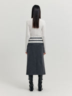 EENK EENK XETTE Waistband Layered Midi Skirt - Dark Grey