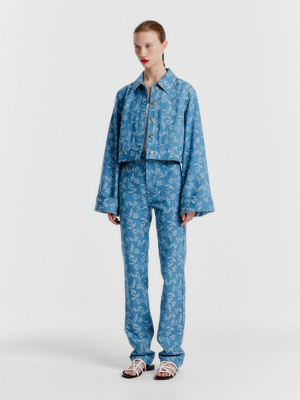 EENK YISSY Jacquard Denim Pants - Blue