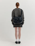 EENK EENK XOUI Houndstooth Check Knit Cardigan - Black/Ivory