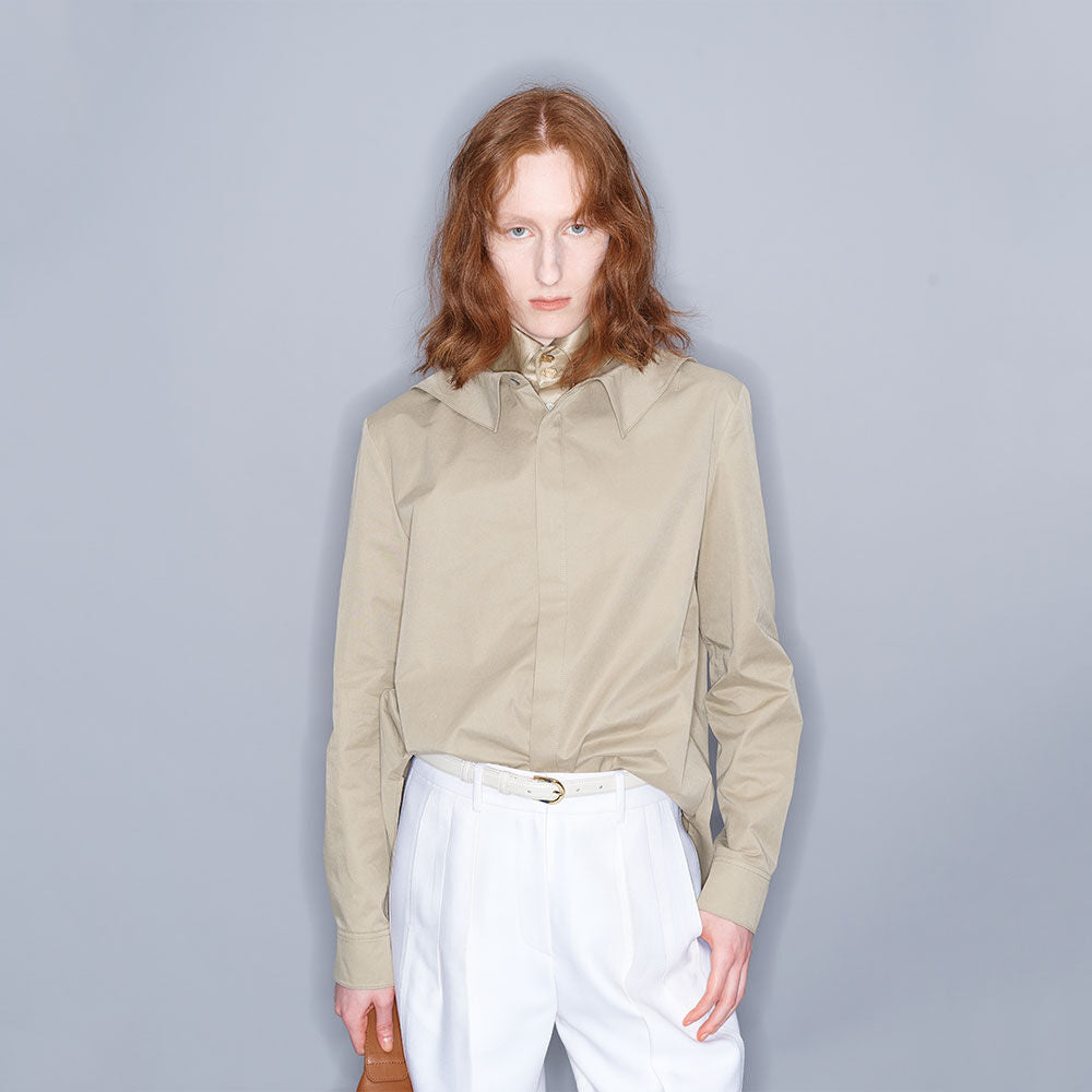 YCH LAYERED COTTON-BLEND SHIRT BEIGE (W23BL306BE)