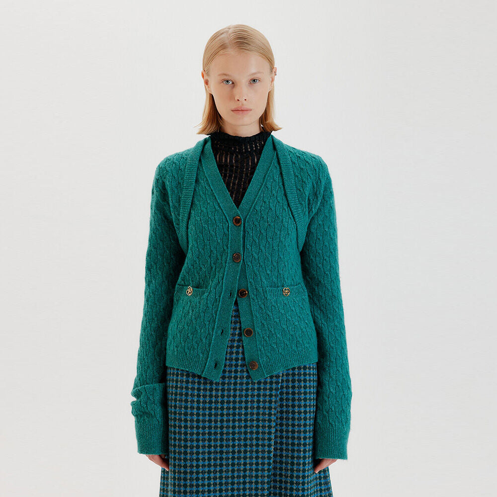 EENK EENK Knitwear Bolero & Vest Set - Green