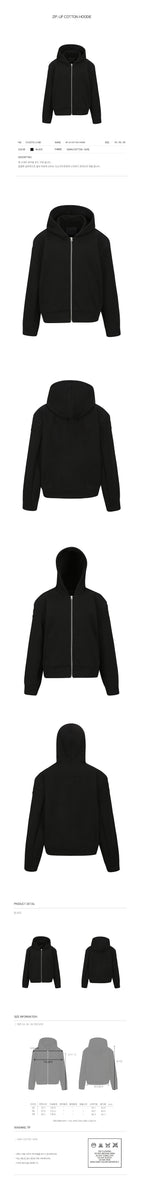 YCH ZIP-UP COTTON HOODIE BLACK (F24OT0121BK)