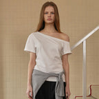 RHEME [3rd Reorder] Off Shoulder Basic T-Shirt - White