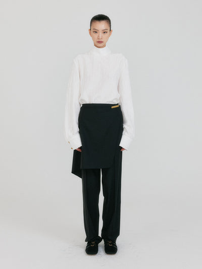 ZEDIA Scarf Layered Pants - Black
