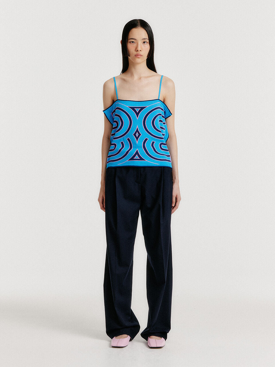EENK YOON Sleeveless Logo Knit Top - Blue