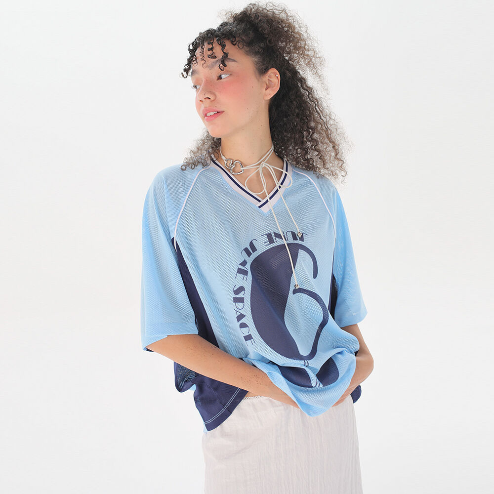 JUNEJUNE SPACE Uniform Boxy T-shirts_Light Blue