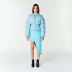 YCH LAYERED CROPPED PUFFER JACKET SKY BLUE (F23OT010SB)