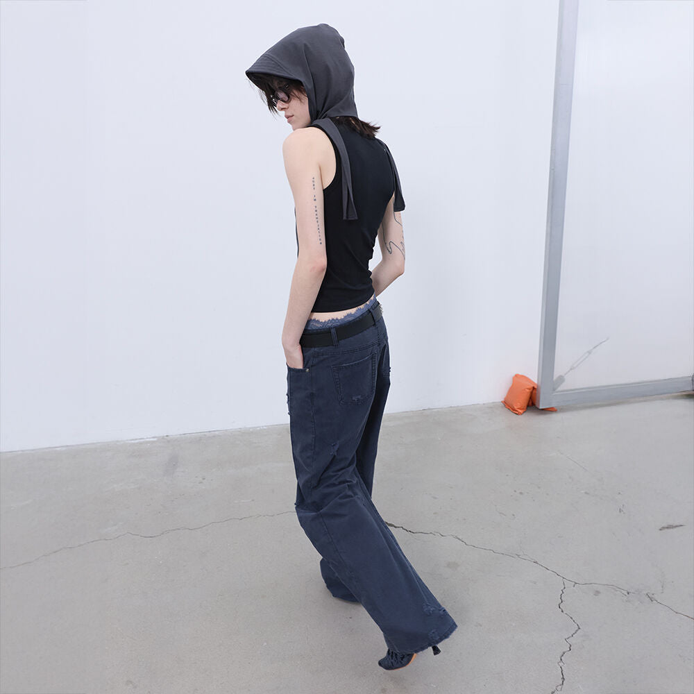 LCDC TM DOUBLE LAYERED SLEEVELESS TOP (BLACK)