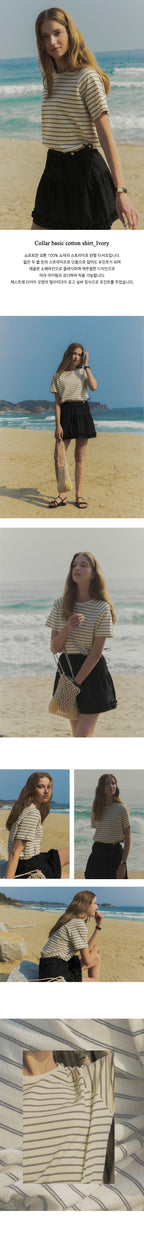 TILLIDIE Stripe cotton t-shirt TISU02TS01_Ivory