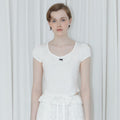 SINOON Round Shirring T-Shirt (White)