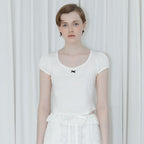 SINOON Round Shirring T-Shirt (White)