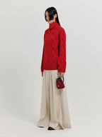 EENK EENK XOEBE Cable Knit Collared Turtleneck - Red