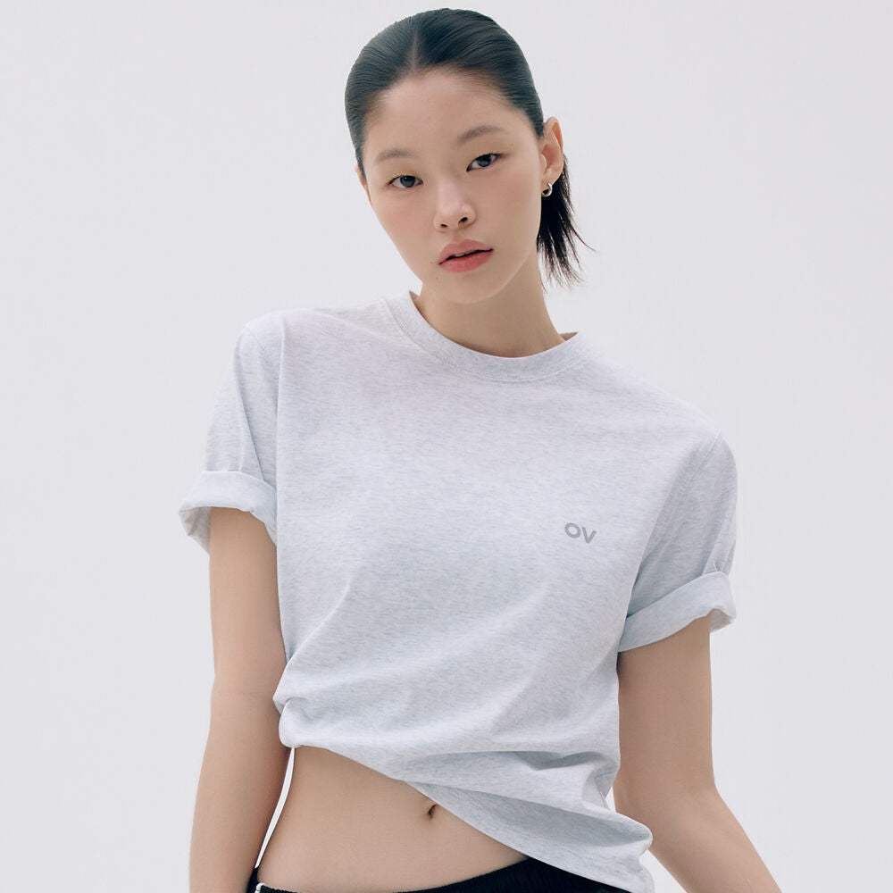 OUTDOOR VOICES [Wearing Lee Jae Yoon] AirCorePro OV ALL ROUND LOGO TEE (LIGHT HEATHER GRAY)