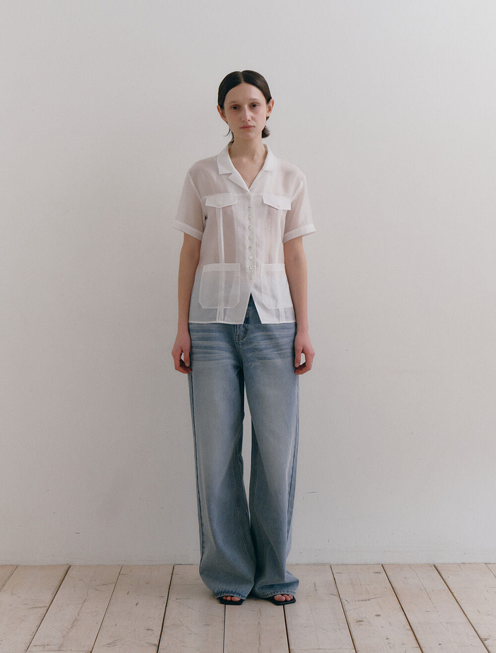 LOW TIDE SILKY HALF SLEEVE SHIRT [WHITE]