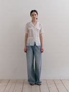 LOW TIDE SILKY HALF SLEEVE SHIRT [WHITE]