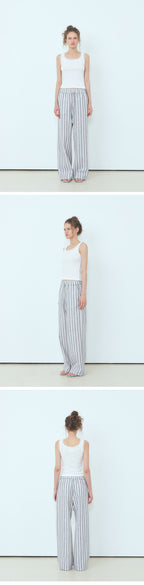 ETMON Lace Ribbed Sleeveless Top, White
