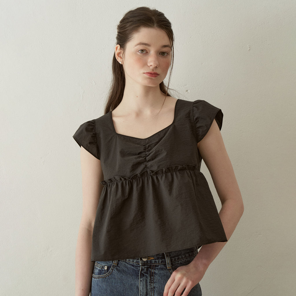 J'ASP Blossom Ribbon Crop Top (Black)