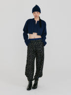 EENK ZONNE Cropped Knit Cardigan - Navy