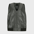 YCH FAUX LEATHER SQURE STITCH VEST GREY (W24VT3011GY)