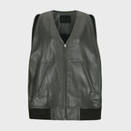 YCH FAUX LEATHER SQURE STITCH VEST GREY (W24VT3011GY)