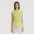 EENK YELT Cable Knit Collared Top - Yellow Green