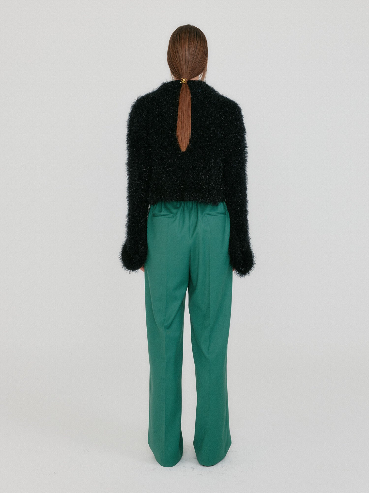 EENK ZIGGY Textured Collar Knit Cardigan - Black