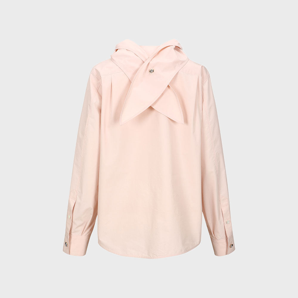 YCH SCARF-DETAILED SHIRT PINK (W23BL302PK)