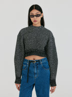 EENK ZABELLE Mockneck Textured Knit Pullover - Black/White
