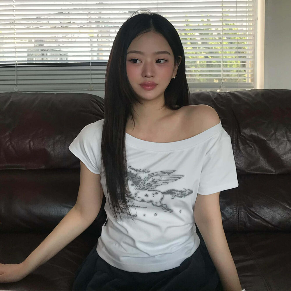 IFYOUWANT Pegasus One-Shoulder Tee White
