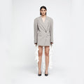 YCH DETACHABLE FLOW RUFFLE WOOL-BLENDED BLAZER BEIGE (R25JK2051BE)
