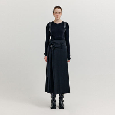 EENK XIOND Double-Belt Wrap Pants - Black