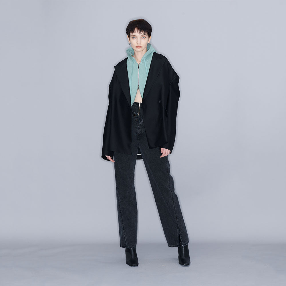 YCH DOUBLE LAYERED JEANS BLACK (W23DB709BK)