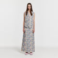 EENK YEXS Floral Maxi Skirt - Cream/Blue Multi