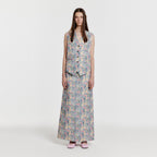 EENK YEXS Floral Maxi Skirt - Cream/Blue Multi